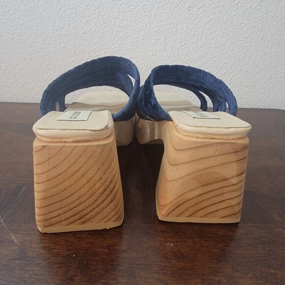 Vintage Y2K Guess Platform Velvet Strappy Wooden Block Heels Sz 6 Retro - Picture 7 of 13